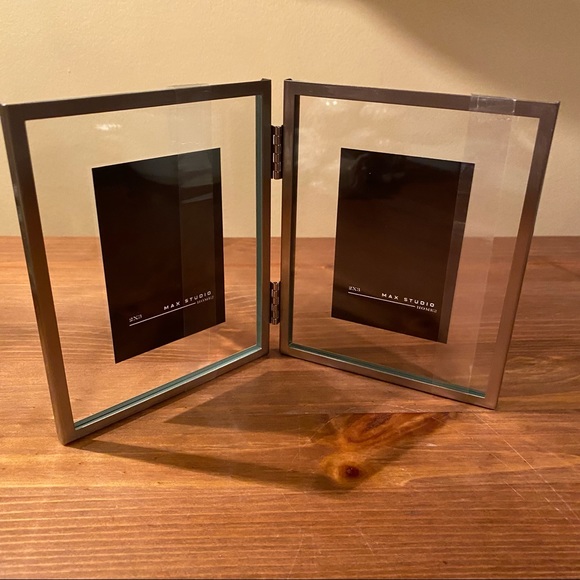 Max Studio Home Double Photo Frame Matte Silver - Picture 1 of 4